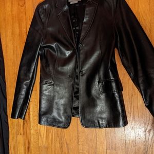 Black Leather Satin Lined Blazer
